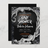 Invitation Baby shower d'Halloween noir (Devant / Derrière)