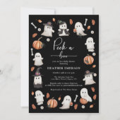 Invitation Baby shower d'Halloween noir (Devant)