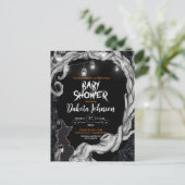 Invitation Baby shower d'Halloween noir (Debout devant)