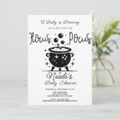 Invitation Baby shower d'Halloween noir blanc de cuisine (Debout devant)