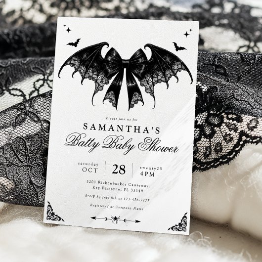 Invitation Baby shower d'Halloween noir et blanc
