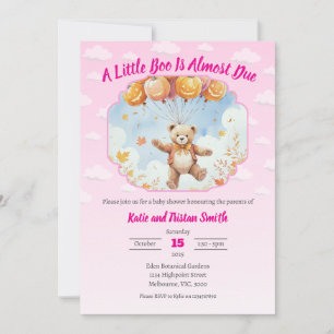 Invitation Baby shower d'Halloween - Ours, Citrouilles, Nuage