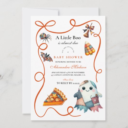 Invitation Baby shower d'Halloween Patchwork (Devant)