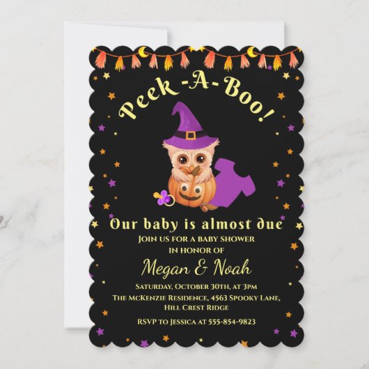 Invitation Baby shower d'Halloween Peek-A-Boo (Devant)