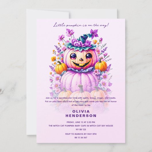 Invitation Baby shower d'Halloween petit Citrouille (Devant)