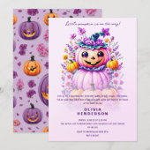 Invitation Baby shower d'Halloween petit Citrouille (Devant / Derrière)