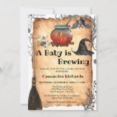 Invitation Baby shower d'Halloween pour sorcière (Devant)