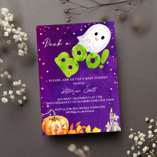 Invitation Baby shower d'Halloween regarder un garçon mignon 