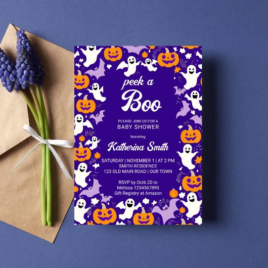 Invitation Baby shower d'Halloween regarder un garçon mignon 