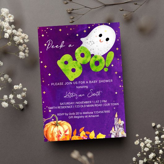 Invitation Baby shower d'Halloween regarder un garçon mignon