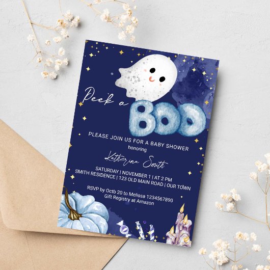 Invitation Baby shower d'Halloween regarder un garçon mignon 