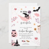 Invitation Baby shower d'Halloween rose (Devant / Derrière)