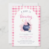 Invitation Baby shower d'Halloween rose (Devant)