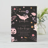 Invitation Baby shower d'Halloween rose (Debout devant)