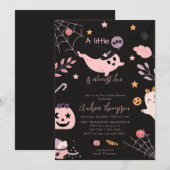 Invitation Baby shower d'Halloween rose (Devant / Derrière)