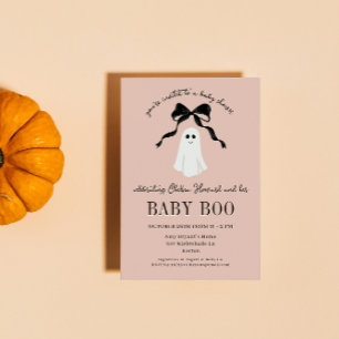 Invitation Baby shower d'Halloween rose Baby Boo Ghost