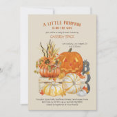 Invitation Baby shower d'Halloween rustique petit Citrouille (Devant)