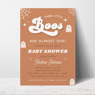 Invitation Baby shower d'Halloween super Ghost TRIPLETS