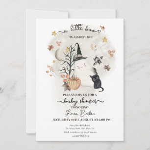 Invitation Baby shower d'Halloween un petit livre presque dû