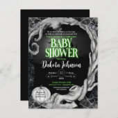 Invitation Baby shower d'Halloween vert et noir (Devant / Derrière)