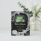 Invitation Baby shower d'Halloween vert et noir (Debout devant)