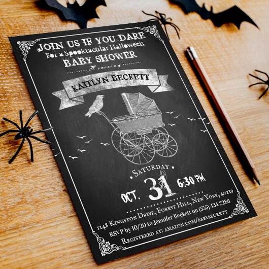 Invitation Baby shower d'Halloween vintage