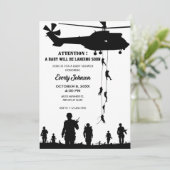 Invitation baby shower d'hélicoptères militaires (Debout devant)