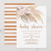 Invitation Baby shower d'herbe Bohemian Boho Pampas (Devant / Derrière)