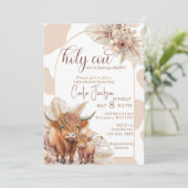 Invitation baby shower d'herbe boho de vache de haute terre (Debout devant)