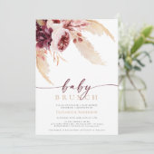 Invitation Baby shower d'herbe tropicale Pampas de Bohême Bru (Debout devant)