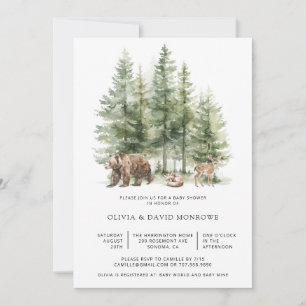Invitation Baby shower d'histoire forestière