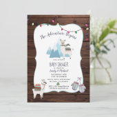 Invitation Baby shower d'hiver Alpaca (Debout devant)