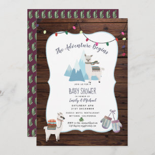 Invitation Baby shower d'hiver Alpaca