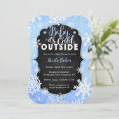Invitation Baby shower d'hiver - Baby shower garço (Debout devant)