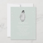 Invitation Baby shower d'hiver bébé Penguin bleu garçon (Devant)