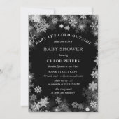 Invitation Baby shower d'hiver Black White Snowflake (Devant)