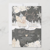 Invitation Baby shower d'hiver blanc crémeux (Devant)