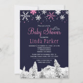 Invitation Baby shower d'hiver blanc marine (Devant)