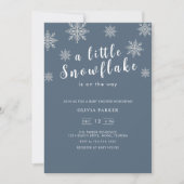 Invitation Baby shower d'hiver bleu bleu marine (Devant)