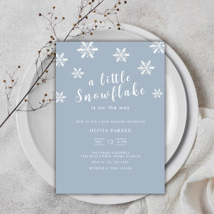 Invitation Baby shower d'hiver bleu clair minimaliste