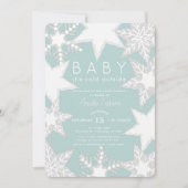 Invitation Baby shower d'hiver bleu flocons de neige congelés (Devant)