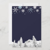 Invitation Baby shower d'hiver bleu marine blanc (Dos)