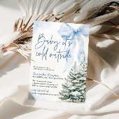 Invitation Baby shower d'hiver Blue Bow Il fait froid dehors