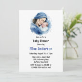 Invitation Baby shower d'hiver Blue Mother & Child Boy (Debout devant)