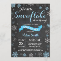 Baby shower d'hiver Blue Snowflake Chalkboard