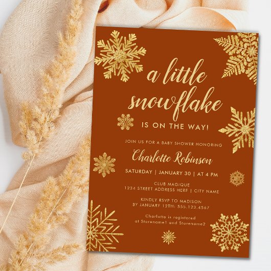 Invitation Baby shower d'hiver Boho Snowflake Wonderland