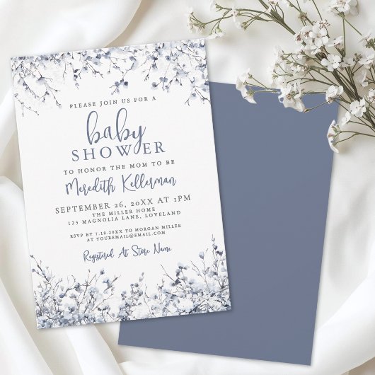 Invitation Baby-Shower d'hiver botanique