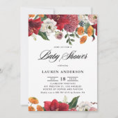 Invitation Baby shower d'hiver botanique Amaryllis et Mums (Devant)