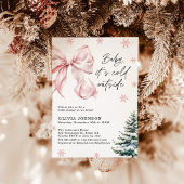 Invitation Baby shower d'hiver, Bow rose Il fait froid dehors