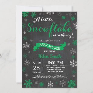 Invitation Baby shower d'hiver Chalet de flocons de neige ver